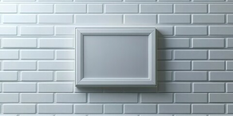 Poster - Minimalist framed empty artwork on a light brick wall in a contemporary indoor setting