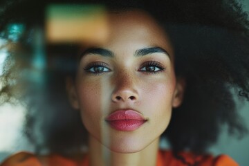 Aufkleber - Empowered Autumn Narrative Multicultural Confidence in Soft Focus - Gen Z Professional Wellness and Identity Portrait for Modern Corporate Storytelling