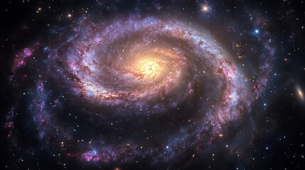 Majestic Spiral Galaxy in Deep Space with Vivid Colors