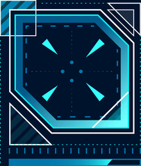 Poster - Futuristic heads up display - HUD - features glowing blue elements, geometric shapes, and intricate details, conveying a sense of advanced technology and user interface design