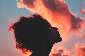 Poster - Ethereal Mindfulness Silhouette of Tranquility - Gen Z Wellness Aesthetic, Emotional Freedom and Self-Care Narrative for Digital Storytelling