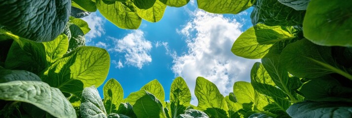 Poster - Green Revolution Perspective Vibrant Urban Agriculture Framing Sky - Regenerative Design Concept for Sustainable Wellness and Eco-Innovation in Modern Living Spaces