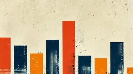 Poster - Vibrant vertical bars in orange and blue create a striking abstract design with rich textures, perfect for modern decor or branding