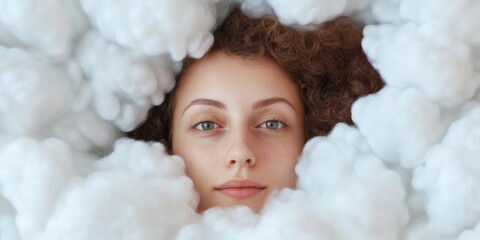 Poster - Soft Escapism Dreamy Cloud Immersion for Millennial Mental Health - Mindful Wellness Imagery Exploring Comfort, Relaxation and Digital Detox Aesthetics