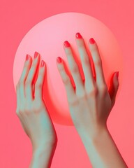 Aufkleber - Chromatic Wellness Vibrant Gestural Interaction Showcasing Mindful Connection, Modern Digital Aesthetic and Emotional Design Trends in Minimalist Color Theory