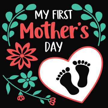My First Mother's Day with baby footprints in a heart shape