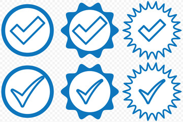 Poster - Check mark set icon. Checkmarks and confirm. Round checkmark. Blue tick mark icon vector set. Check mark icon set. Checkmarks and confirm. Blue tick vector icon. EPS 10.