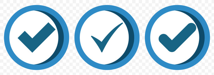 Poster - Set of verified badge. Blue check mark icon. Set of right symbol in zig zag style. Instagram verified badge. Social media account verification icons. EPS 10.