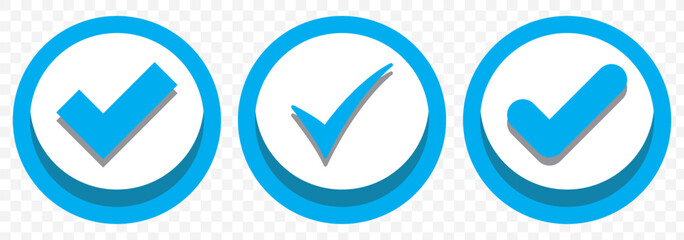 Poster - Abstract Modern Verification signs design illustration vector in White and blue color. Blue tick symbols collection design. EPS 10.