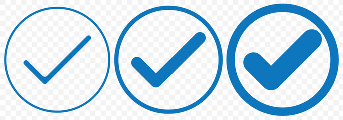 Poster - Check mark set icon. Checkmarks and confirm. Round checkmark. Blue tick mark icon vector set. Check mark icon set. Checkmarks and confirm. Blue tick vector icon. EPS 10.