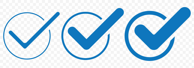 Poster - Abstract Modern Verification signs design illustration vector in White and blue color. Blue tick symbols collection design. EPS 10.