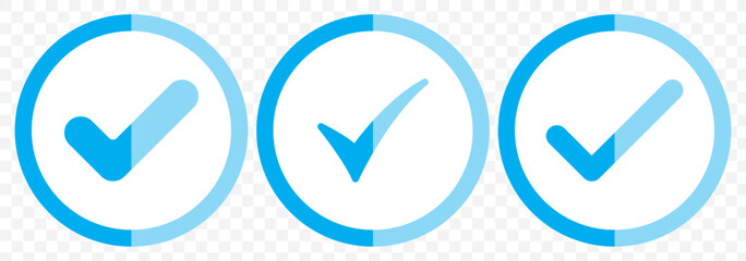 Poster - Check mark set icon. Checkmarks and confirm. Round checkmark. Blue tick mark icon vector set. Check mark icon set. Checkmarks and confirm. Blue tick vector icon. EPS 10.