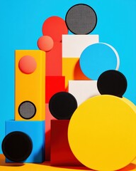 Aufkleber - Geometric Pop Aesthetics Bold Minimalist Design Exploration with Vibrant Color Theory, Contemporary Visual Communication and Modular Graphic Innovation