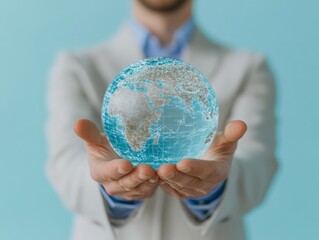 Aufkleber - Augmented Reality Global Business Intelligence Holographic Earth Network Visualization for Next-Gen Corporate Strategic Planning and Digital Transformation Insights