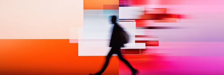 Aufkleber - Kinetic Digital Wellness Momentum-Driven Urban Runner Visualization in Blurred Motion - Gen Z Performance Technology and Dynamic Lifestyle Branding