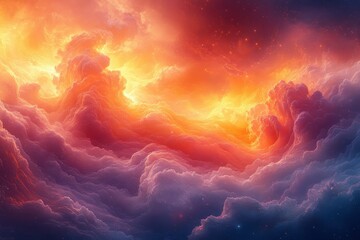 Poster - Colorful Swirling Clouds of Energy and Light Create a Mesmerizing Scene of Cosmic Beauty in the Vastness of Space