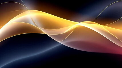 Poster - Abstract wavy lines, glowing gold, dark background