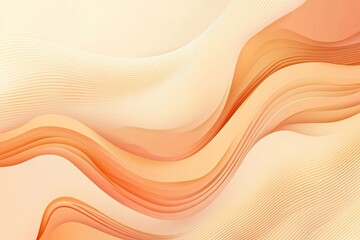 Poster - Abstract gradient orange waves flowing smoothly on a textured light peach background