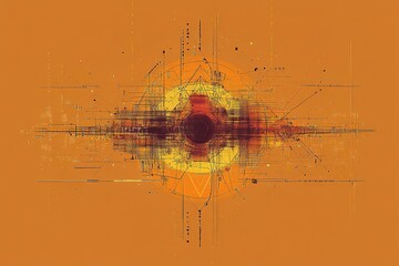 Poster - Abstract digital artwork featuring intricate lines circles and a muted color palette