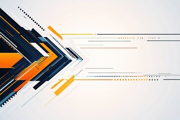 Poster - Abstract angular composition with geometric elements and digital patterns on light backdrop