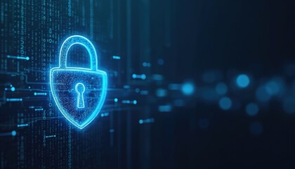 Leinwandbilder - Padlock icon over binary code background. Cyber data protection and privacy concept. Cyber security, internet and networking technologies protect digital business, online financial transactions.