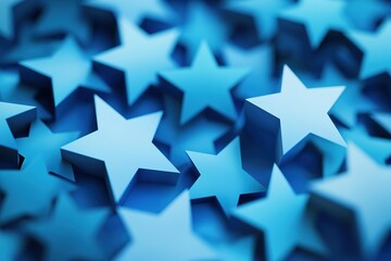 Poster - Stars in shades of blue arranged on a dark background creating a vibrant pattern