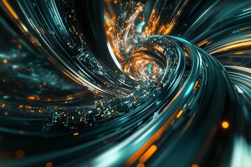Fototapete - Abstract Swirling Lines with Glowing Accents