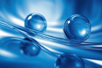 Poster - Abstract Blue Spheres: Smooth Surface and Reflections in an Artistic Composition