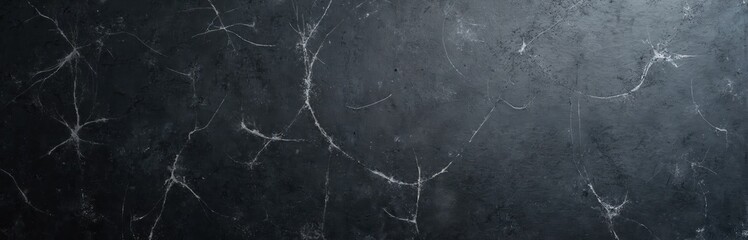 Aufkleber - Top-down close-up of scratched black chalkboard surface with white residue. Dark rustic grunge material good for commercial template design. Aged worn uneven texture background. Blank copy space for