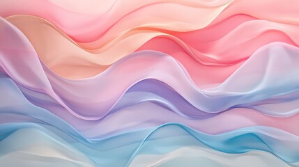 Poster - Abstract background of transparent wavy shapes in pastel colors