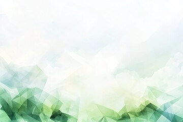 Poster - Abstract Geometric Landscape: Low Polygon art with green and white gradient