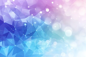 Fototapete - Abstract background with geometric shapes connecting lines and soft colorful bokeh