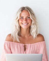 Leinwandbilder - Millennial Soft Girl Digital Workspace Radiant Gen Z Professional Embodying Flexible Remote Work Culture with Modern Aesthetic and Empowered Connectivity