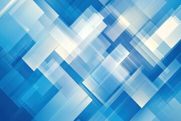 Poster - Geometric pattern of overlapping shapes in varied blue tones creating abstract design