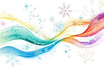 Poster - Colorful ribbons with snowflakes festive winter design bright celebration backdrop
