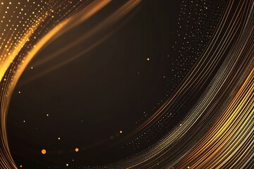 Poster - Abstract golden ribbons and sparkles in a dark space create a dynamic effect