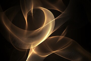 Poster - Abstract golden waves create a mesmerizing dance of light against a dark background