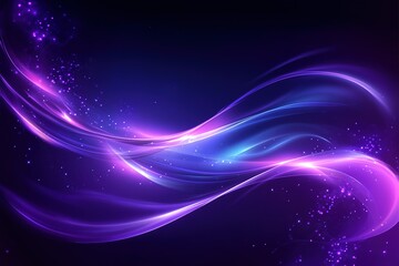 Poster - Abstract waves of purple and blue light swirling energy glowing particles floating