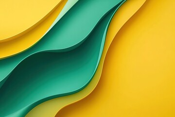 Poster - Abstract layers in flowing yellow and green tones Modern clean design aesthetic
