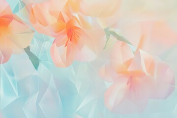 Poster - Floral Abstraction: Geometric petals blend in a pastel dreamscape of peach and turquoise