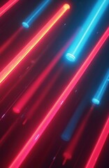 Poster - Abstract neon lights background with beams of red, blue light shining through the dark. Futuristic glowing lines, digital energy design for modern tech, stage illumination or party club visuals.