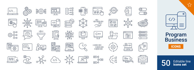 Aufkleber - Program icons Pixel perfect. Data, code, computer, ....	
