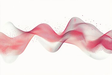 Poster - Abstract waves with halftone patterns and thin lines floating on a white background