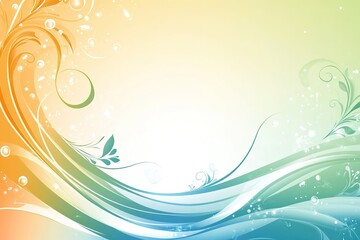 Poster - Abstract floral gradient background with flowing lines swirls and decorative elements