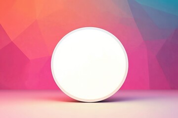 Poster - Minimalist bright white circle against a geometric background on a matching surface