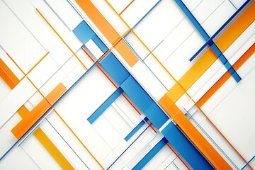 Poster - Abstract geometric design with blue orange and white rectangles in an angled layout
