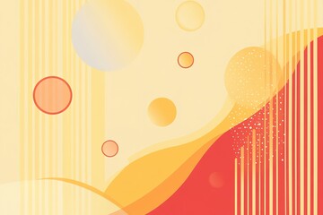 Poster - Abstract background with circles lines and flowing shapes in warm yellow and orange tones