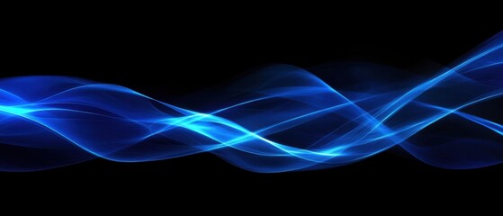 Wall Mural - abstract blue wave flowing on black background concept of energy, technology, and digital art with d