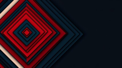Poster - Black and red background with a blue diamond shape. The diamond is made up of red and blue squares