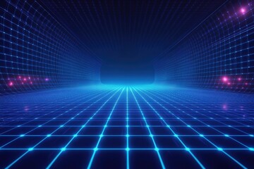 Aufkleber - Futuristic glowing blue hexagonal grid creating a digital environment for exploration